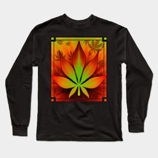 Fire Bud Vibrant Pot Leaf Graphic Long Sleeve T-Shirt